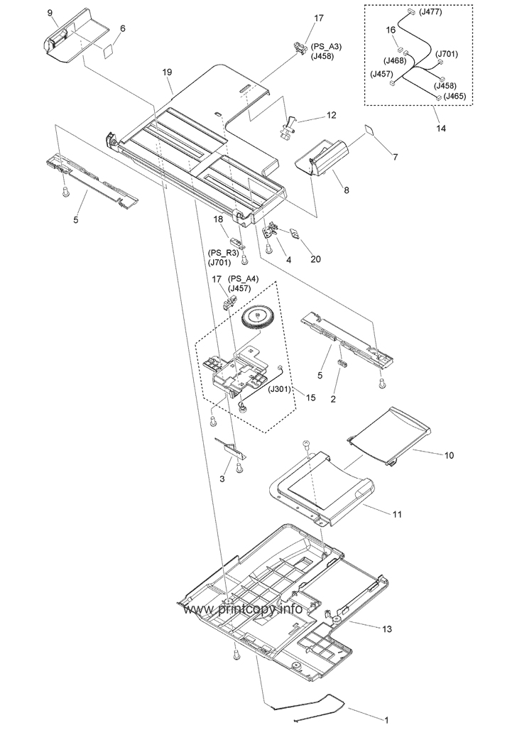 B15 DOCUMENT TRAY ASSEMBLY Single pass ADF