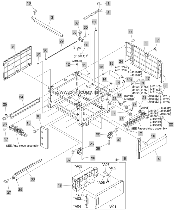 Input-tray main body (3x500-sheet)