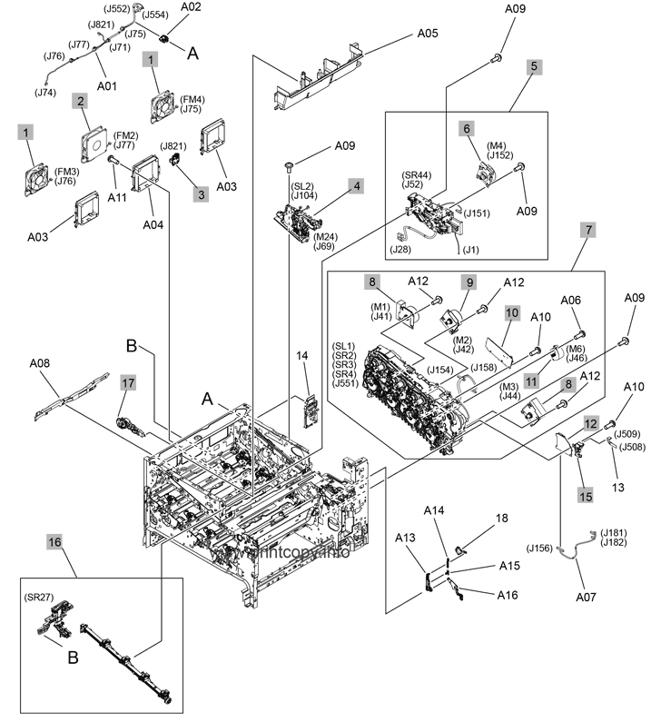 Printer internal assemblies (M751/E75245, 5 of 7)