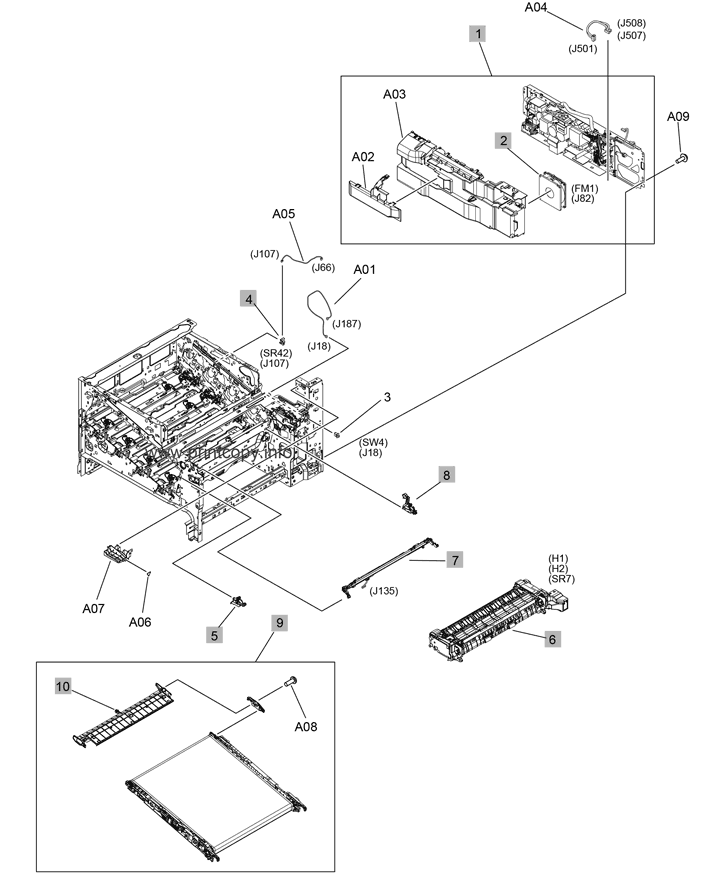Printer internal assemblies (M751/E75245, 7 of 7)