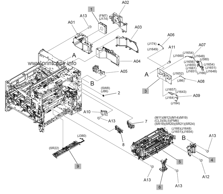 Printer internal assemblies (M856/E85055, M776dn/M776z, 8 of 8)
