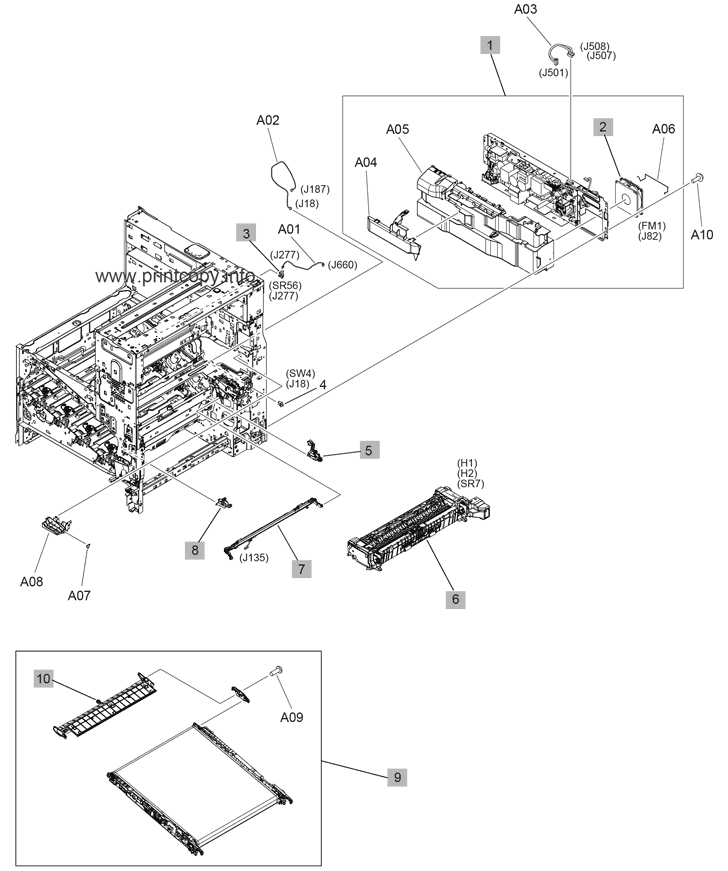 Printer internal assemblies (M776zs, 7 of 9)