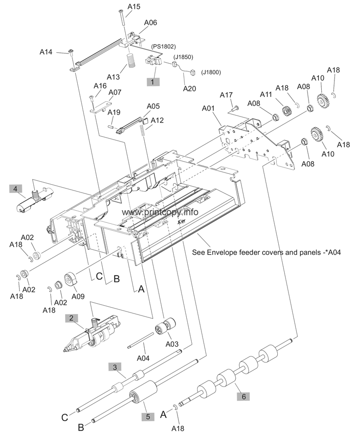 Envelope feeder internal components (1 of 2)