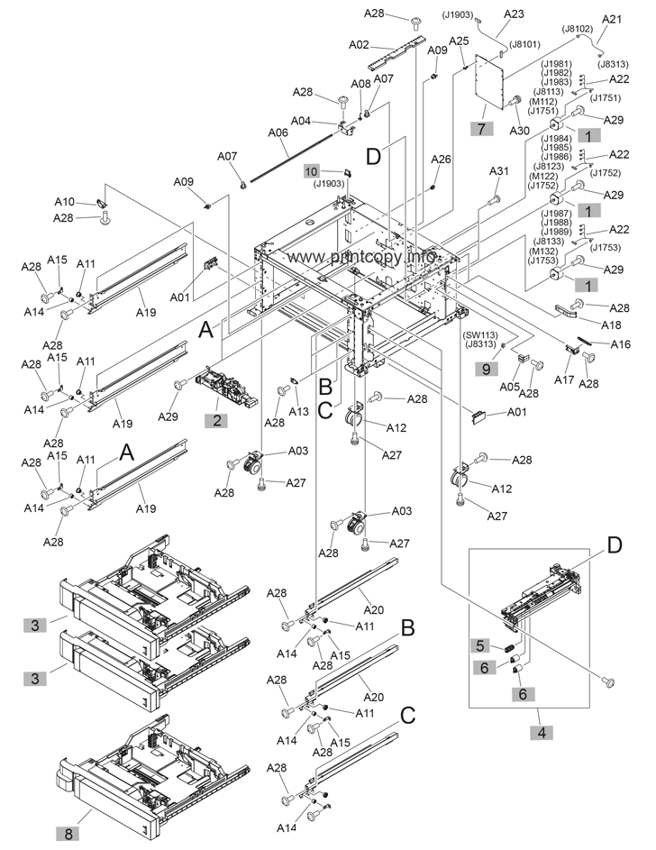 3x500-sheet feeder components