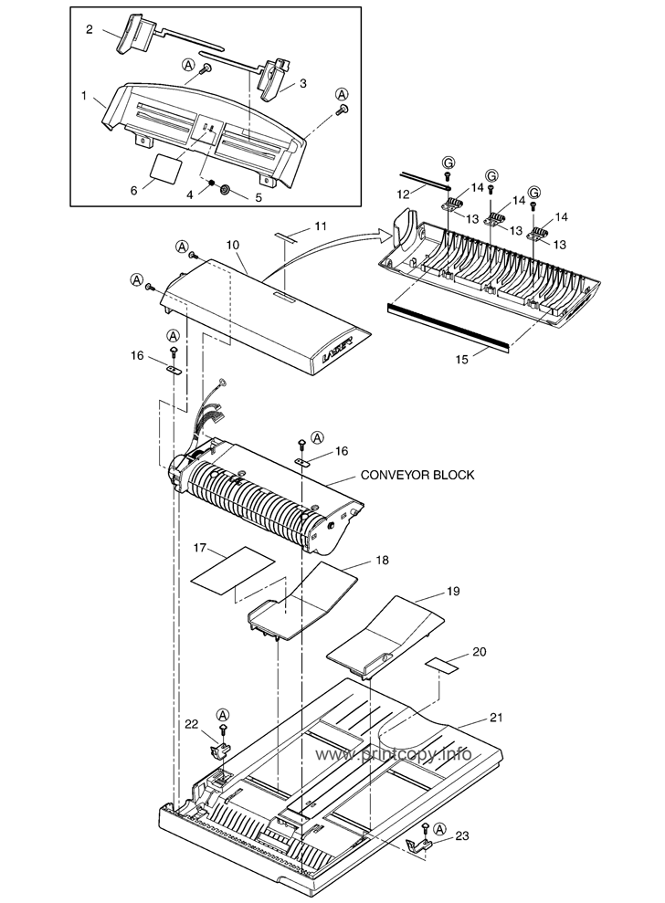 DOCUMENT TRAY BLOCK AND UPPER ADF SECTION