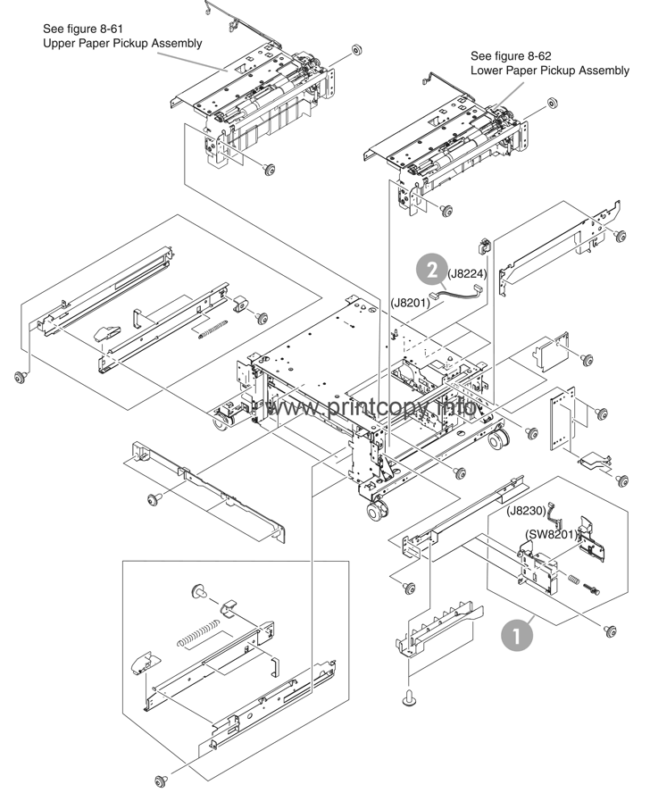 2 X 500-sheet paper feeder internal components (1 of 2)