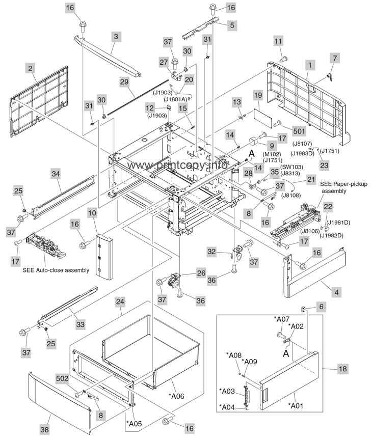 Input-tray main body (1x500-sheet)