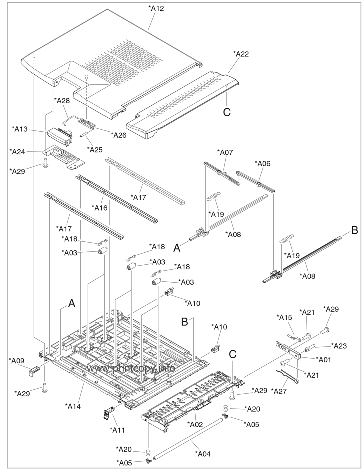 Intermediate-feed upper-guide assembly