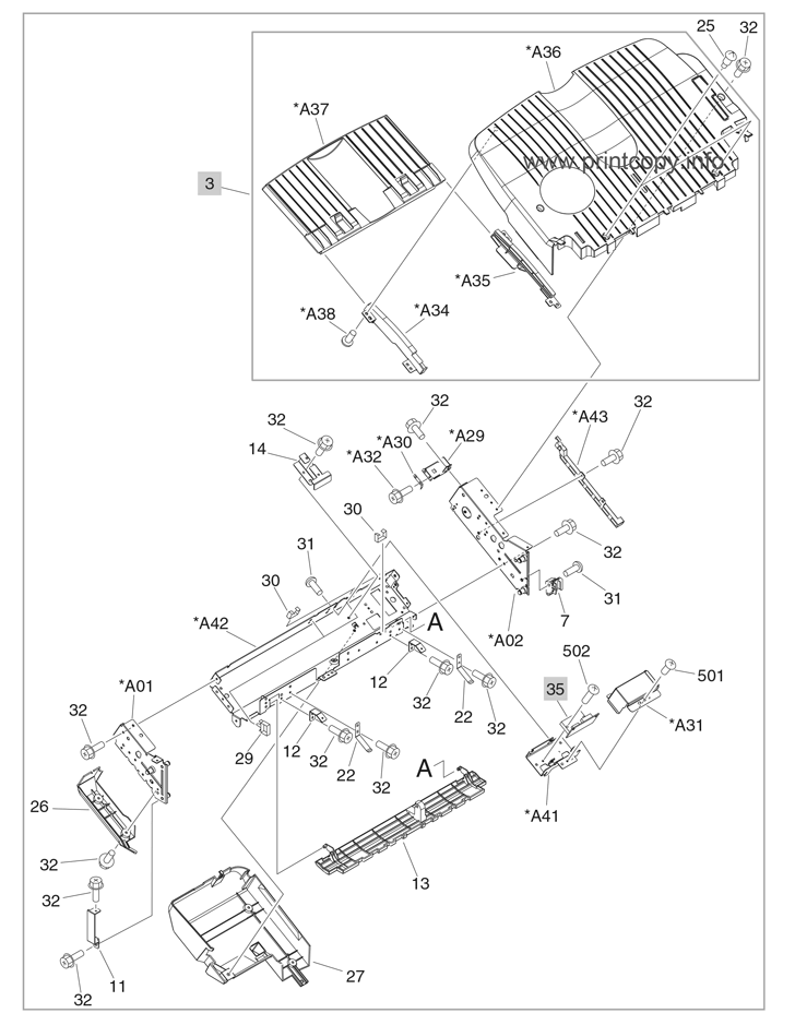 Output bin 1 (stack upper-tray assembly) (1 of 2) (booklet-maker)