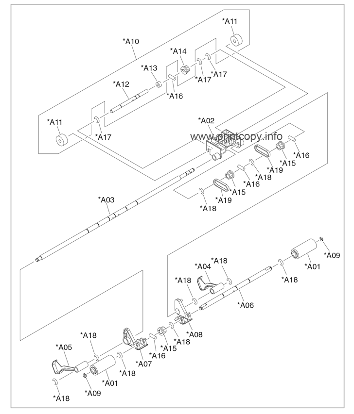 Pressure-roller assembly (stapler/stacker and booklet-maker)