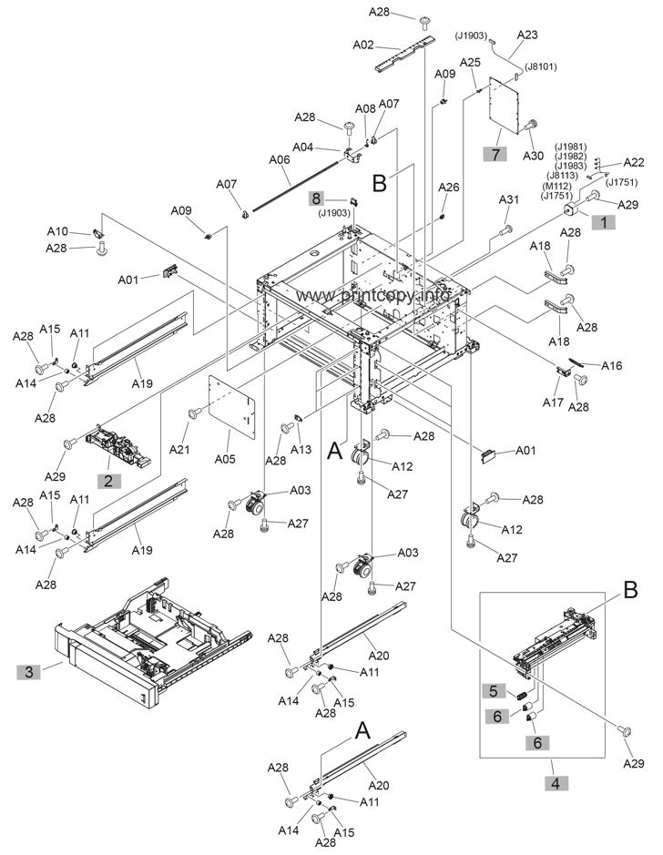 1x500-sheet feeder with stand components