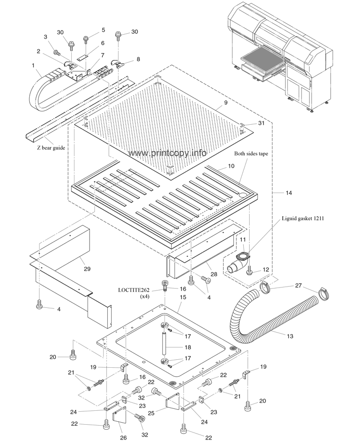 X TABLE ASSY. -1/4